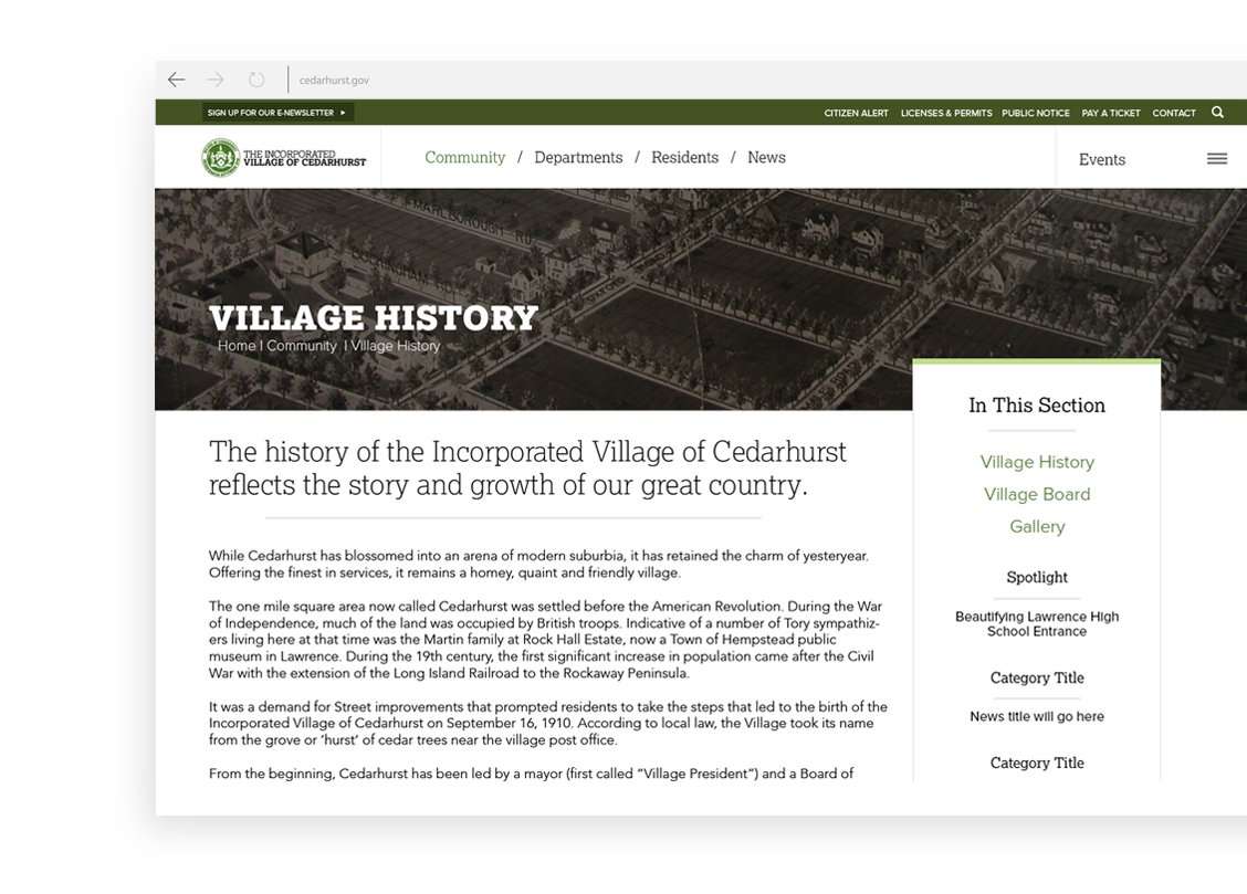 Cedarhurst Website Design