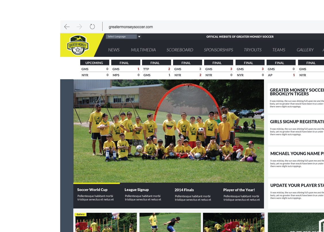 Greater Monsey Soccer Website Design